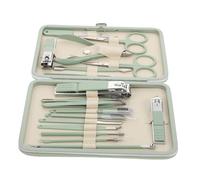 Beaupretty 18 Pcs ensemble de manucure vert tondeuse perceuse à ongles lime à ongles forets à ongles pédicure ciseaux ongles bebe Coupe-ongle kit manucure femme Acier inoxydable Green