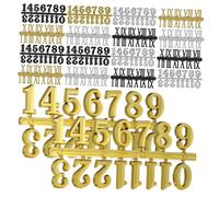 Beaupretty 18 pcs Kit Chiffres Horloge DIY Chiffres Arabes et Romains Plastique Noir Or Argent Remplacement pour Décoration Maison Bureau