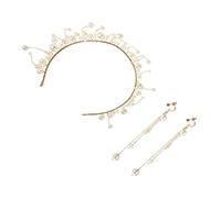 Beaupretty 1ensemble Bandeau Perles Et Boucles Oreilles Pour Mariée Accessoire De Mariage Élégant Pour Femme Avec Couronne Et Bijou Délicat