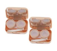 Beaupretty 2 Ensembles Étui à Lentilles de Contact Portable de Boîtes de Stockage pour Lentilles Organisateur Hygiénique Couleur Thé pour Voyage et Usage