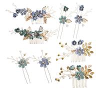 Beaupretty 2 Ensembles Peignes à Cheveux avec Bâtons et Perles Fleurs pour Mariage Accessoires Coiffure Élégants