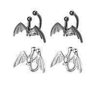 Beaupretty 2 Paires Clip Bat Ear Sans Piercing Boucles Oreilles Femme Élégantes Cartilage Wrap Bijoux Mode Blanc et Noir