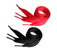 Beaupretty 2 paires Lacets Larges Ruban Satin pour Chaussures Sport Femmes Lacets Plats Décoratifs Durables et Confortables Rouge et Noir