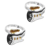 Beaupretty 2 Pièces Bague du festival de musique bijoux femme doigt escroquer titane clé bague réglable Bague de style punk bagues de guitariste accessoires de bague Annulaire Alliage de zinc