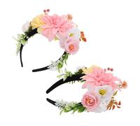 Beaupretty 2 Pièces bandeau à fausses fleurs bandeau fleur bandeau peigne décoratif bandeau de mariage bandeau photo bandeau fleurs bandeau chic couronne fleur de coiffure Plastique