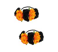 Beaupretty 2 Pièces Bandeau Accessoires De Bal Tenues Halloween Future Mariée Décorations -tête Fleur Jour De La Couronne De Fleurs Mortes Couronne De Fleurs Mexicaine Diadèmes Soie