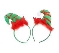 Beaupretty 2 Pièces Bandeau chapeau d'elfe bonnet de noel casquette noel chapeaux de Noël adultes cerceaux de cheveux de chapeau de lutin de noël accessoire de fête de festival en tissu