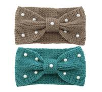 Beaupretty 2 Pièces Bandeau Femme avec Perles Cache Oreilles Vintage à Nœud pour Automne Hiver Accessoire Chic et Confortable Unique Matériau Respirant et Durable