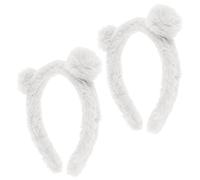 Beaupretty 2 Pièces Bandeau Oreilles D'ours en Peluche Blanc pour Filles, Accessoire Coiffure Polyvalent, Garde Cheveux Rebelles, pour Spa et Lavage Visage