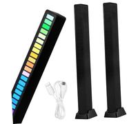 Beaupretty 2 pièces Barres Lumineuses LED Rgb Rechargeables Activées par Voix et Rythme Lumières Musicales pour Voiture et Chambre Effets Dynamiques pour Fêtes et Jeux