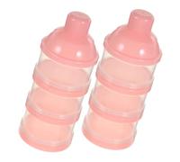 Beaupretty 2 pièces Boîte Doseuse Lait Poudre Compartiments Empilable Portable PP pour Organisation Alimentaire Infantile Rangement Pratique et Combinable Rose