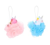 Beaupretty 2 pièces Boules de Bain Maille Licorne Éponge Exfoliante Cartoon pour Garçon Fille Accessoires de Bain Amusants Pe