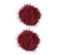 Beaupretty 2 Pièces Boules de Poils Artificielles Rouge Profond 8 à 9cm | Fausse Laine Douce, Aspect Décoratif, Toucher Confortable, Idée Présent, pour Accessoires et Tenues