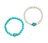 Beaupretty 2 pièces Bracelet Élastique à Perles Turquoise avec Charme Tortue pour Femmes et Style et Design Unique