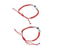 Beaupretty 2 pièces Bracelets Couple Ajustables Fil Rouge avec Perles Chaîne Poignet Tissée Main et Tortue Accessoire Durable et Confortable pour Décoration de Poignet Significatif pour