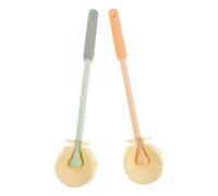Beaupretty 2 Pièces Brosses à Biberon en Silicone Long Manche Vert et Orange, Brosse de Nettoyage pour Gobelets, Vases et Bouteilles, Accessoire Hygiénique pour Nourrissons, pour Maison et