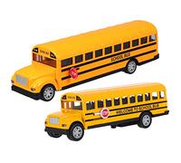 Beaupretty 2 pièces Bus École Métallique pour Garçon Fille Modèle Réaliste avec Portes Ouvrantes et Panneau Arrêt Fonctionnel pour Tout Petits Améliorez Les Moments Famille