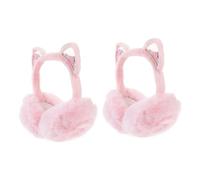 Beaupretty 2 Pièces Cache Oreilles Peluche pour Garçon Fille et Chaud Pliable et Protection Doreilles Hiver pour Fille Ski Randonnée et Activités Extérieures Lot de Rose