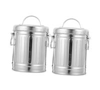 Beaupretty 2 Pièces Cendrier Seau Vintage Métal Galvanisé avec Couvercle Mini Poubelle de Bureau Compacte et Anti-vent pour Maison et Bureau Récipient de Polyvalent