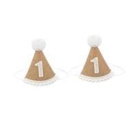 Beaupretty 2 pièces Chapeau Anniversaire Lin pour Garçon Fille An Lot de Accessoire Fête Garçon Fille Décoration Première Année Doux et Sûr Ambiance