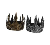 Beaupretty 2 pièces Couronne Médiévale pour Hommes PU Léger Ajustable Décoration Costume Roi Doré et Argenté pour Fêtes Cosplay Anniversaire
