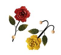 Beaupretty 2 Pièces Crochets Muraux Fleur en Fer et Paquet, Décoratifs | Forme Rose, Surface Lisse sans Bavure, pour Chambre et Chambre D'garçon Fille, Jaune et Rouge