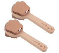 Beaupretty 2 Pièces de poignée Longue Griffe d'ours Musical pour Tout-Petits bruitiers en Vrac Enfants Mini Castanets Toy Instruments de Musique Bois Kaki