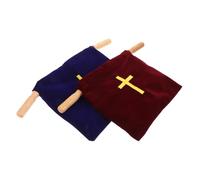 Beaupretty 2 Pièces de Recueillement avec Poignées Bois de Collecte pour Église avec Broderie Croix Capacité pour Communion et Cérémonies Religieuses