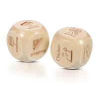 Beaupretty 2 pièces Dés Décision Repas Bois Motifs Alimentaires Compact pour Choix et Amusants