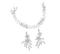 Beaupretty 2 Pièces Diadème et Boucles Oreilles Blanc Élégance pour Mariée et Invités