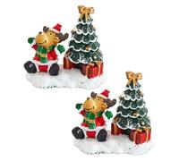 Beaupretty 2 Pièces Figurine de Renne de Noël en Résine, Décoration Miniature Élégante