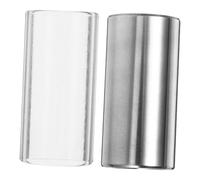 Beaupretty 2 pièces Glissières pour Guitare Standard Verre Transparent et Acier Inoxydable Slide Medium Bottleneck Offrant Intonation Précise et Sustain Supérieur Lot pour Guitaristes et