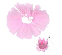 Beaupretty 2 pièces Jupe Tutu Tulle pour Chiens Petits et Moyens Jupe Maille Festive avec Couronne Rose Costume Adorable pour Fête et Toilettage des Animaux