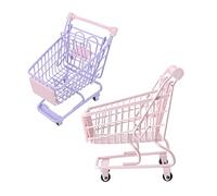 Beaupretty 2 pièces Mini Caddie de Rangement pour Garçon Fille Chariot de Bureau Réaliste Modèle de Caddie Rose et Accessoire Déco et Jeu pour Filles
