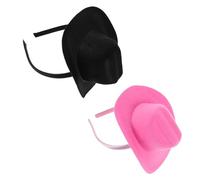 Beaupretty 2 Pièces Mini Cowboy Hat Headbands For Women Compact Western Party Hairbands Carnival Costume Accessories In And
