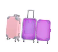 Beaupretty 2 pièces Mini Valise pour Poupées avec Capacité Légère et Portable Mallette de Voyage Simulée pour Garçon Fille Accessoires Décoratifs pour Maison de Poupées Lot de Rose