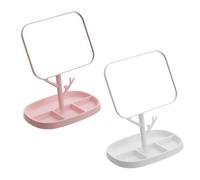 Beaupretty 2 pièces Miroir de Maquillage Rotatif de Bureau Compact et Pratique de Rose et Blanc Miroir Cosmétique pour Usage Domestique pour Table Salle de Bain et Chambre