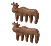 Beaupretty 2 Pièces Peigne De Vache De Massage Peigne Gua Sha Cuir Chevelu De Massage Scalping Portatif Brosse à Cheveux En Bambou Masseur De Cuir Chevelu Bois Coffee