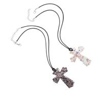 Beaupretty 2 Pièces Pendentifs Croix Verre Faits Main Charme Religieux Chrétien Ornement pour Collier Diy Design Unique Noir et Blanc