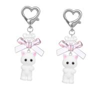 Beaupretty 2 Pièces pendentifs en peluche Bonjour pattes correspondre dessin animé bibelots de chat service porte-clés en peluche Charmes du chaînes clés Métal blanche