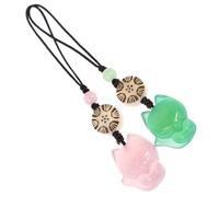 Beaupretty 2 pièces Pendentifs Jade Agate Décorations Mobiles Renard Naturel Accessoires pour Sacoches et Porte-clés Verts et Roses Bijoux Téléphone Décoratifs