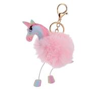 Beaupretty 2 Pièces Porte-clés Licorne Accessoires Duveteux Ornement Mignon Peluche Flou Porte-clés Décoratif Artificielle Rose