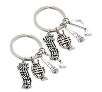 Beaupretty 2 pièces Porte-clés Métal Musique Style Trompette et Micro Ornement Raffiné pour Sac à Dos Anneaux Durables et Décoratifs