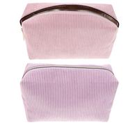 Beaupretty 2 pièces Trousse de Maquillage Côtelée Légère et Compacte Organisateur de Toilette de Voyage pour Femme Sac de Rangement Pratique avec Compartiments Séparés pour Maquillage et