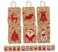 Beaupretty 24 pièces Sachet Papier Kraft de Noël Sacs avec Poignées Multi Fonctionnels pour et Anniversaires Dimensions Idéaux pour et Petites Surprises