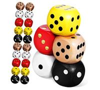 Beaupretty 25 pièces Lot de Dés Bois Colorés Multi Faces pour Jeux de Société Soirée et Enseignement Dés Décoratifs et Portables pour Parties Famille et Événements
