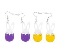 Beaupretty 2paires Boucles Oreilles De Pâques Forme De Lapin Pendantes Couleurées Pour Femmes Et Fille Motif Dessin Animé Bijoux Décoratifs