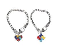 Beaupretty 2pièces Bracelet De Sensibilisation à Autisme Chaîne De Main Décorative Avec Breloques Forme De Puzzle Design Chic Et Original