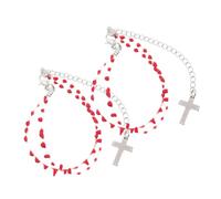 Beaupretty 2pièces Bracelet Gothique Inoxydable Avec Pendentif Croix Ensemble Pour Halloween Et Noël Accessoires De Mode Féminins Élégants