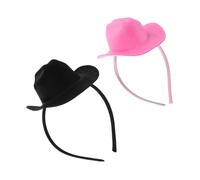 Beaupretty 2pièces Mini Cowgirl Hat Headband for Women Girls Lightweight Western Cowboy Hat Headwear for Halloween Carnival Festival Party